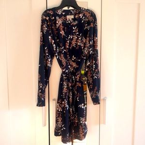 Long sleeve navy blue dress